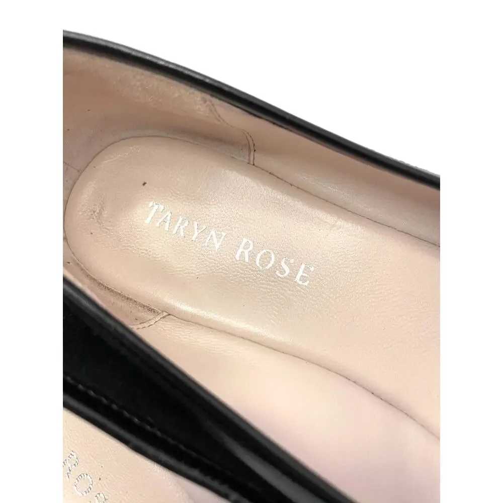Taryn Rose Women's Black Round Toe Felicity Low Wedge Heel Shoe Size 7